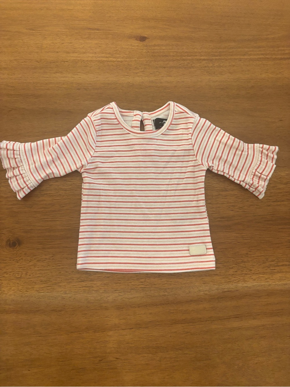 7 For All Mankind | Striped Pink & White Ruffle Sleeve Baby Top | 12M